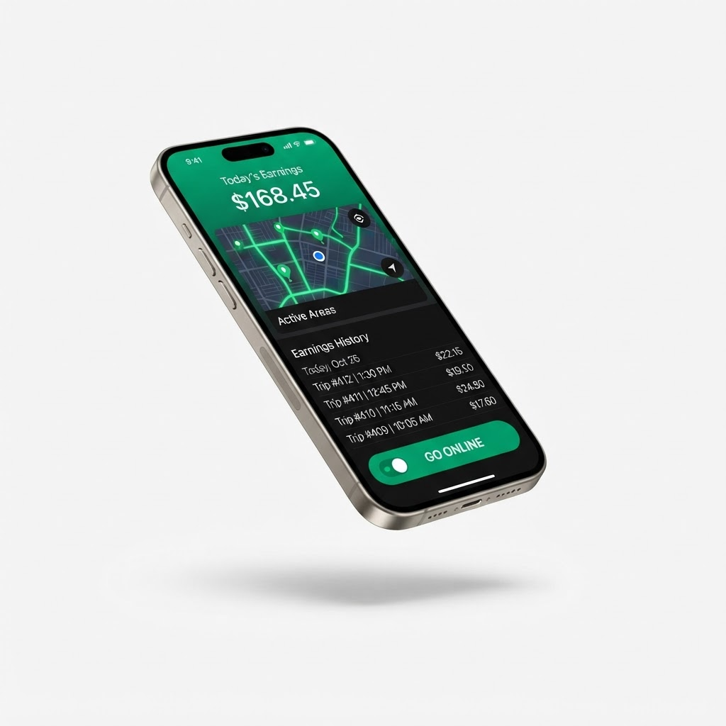 iPhone showing the GlideWay Driver app